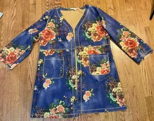Anthro Solitaire Emilie Duster Kimono Jacket Navy Floral Large